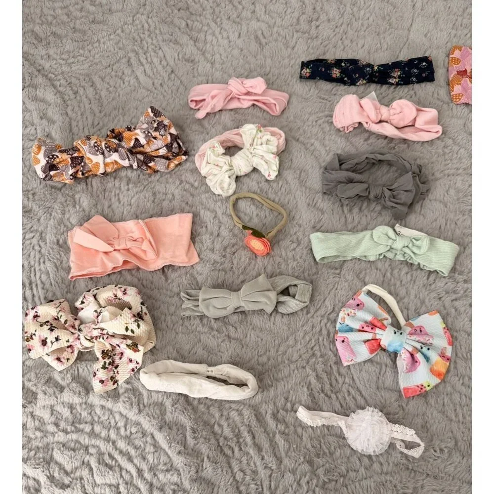 Baby Girl Headband Bow Lot 29pc Mixed Styles Nylon Floral Solid Holiday Set